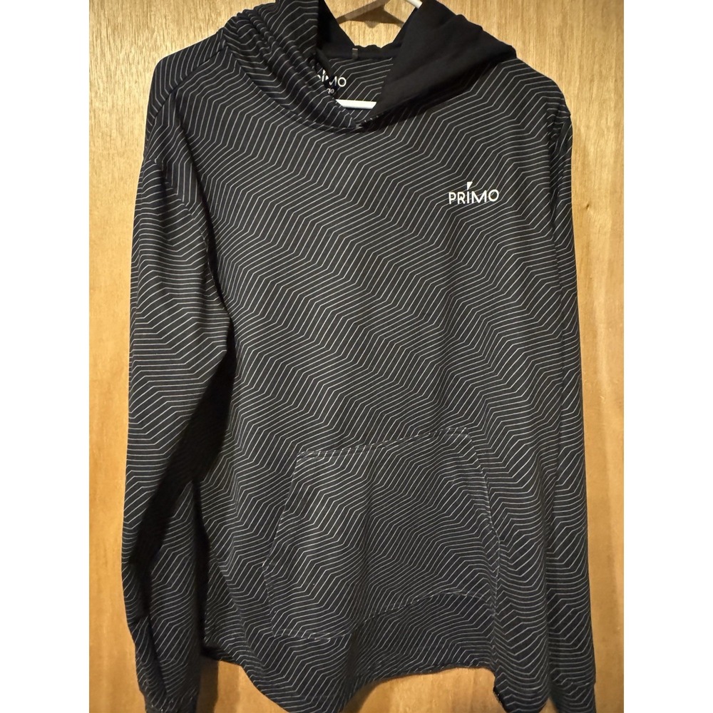 PRIMO Golf Black Chevron Performance Drawstring Pullover Hoodie Large